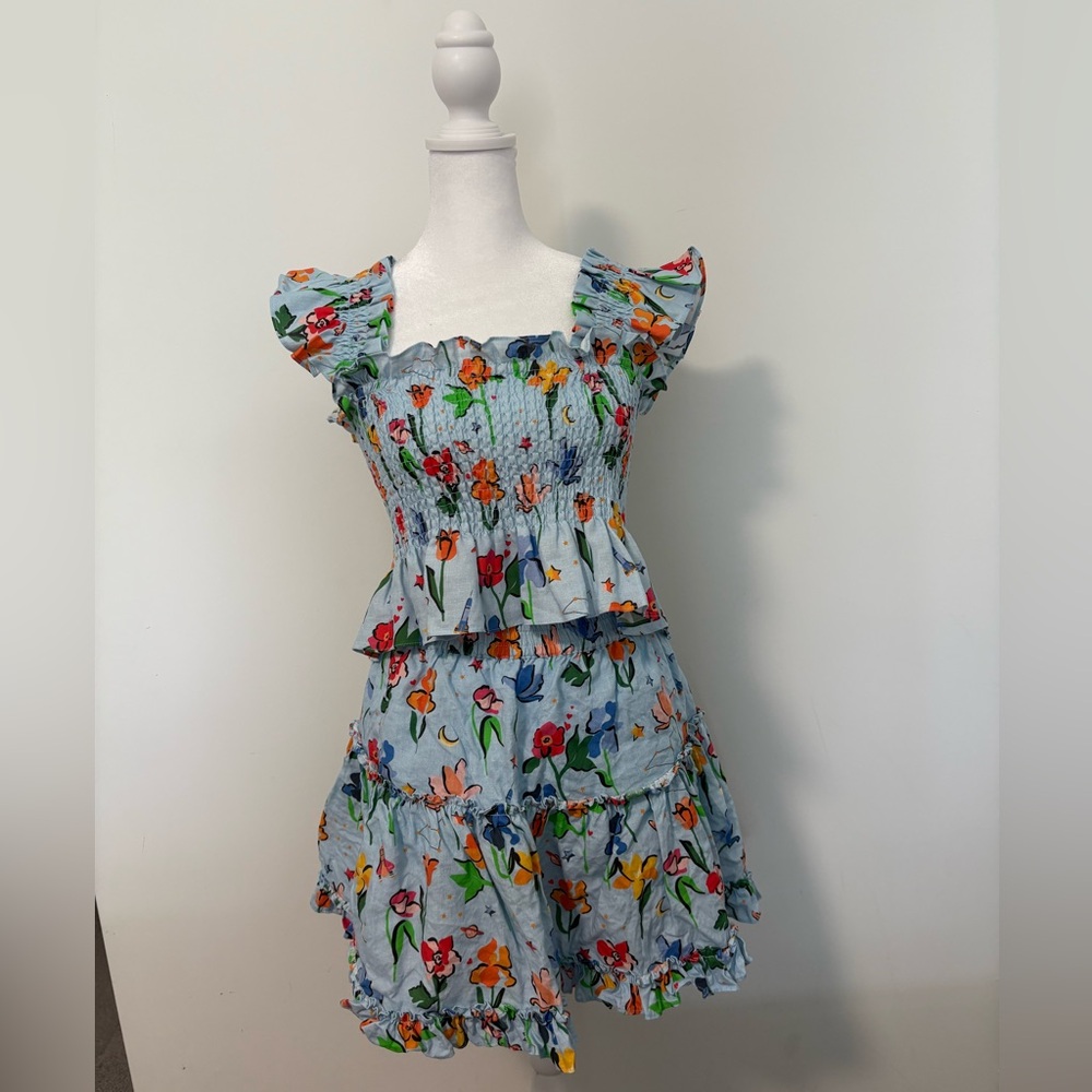 Hill House the Ellie Crop Top in Light Blue Space Floral NWT - Picture 4 of 6